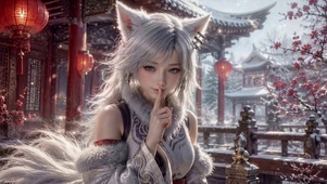 雪中古风狐耳美少女