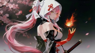 治愈樱花树下女孩