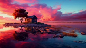 湖中小屋
