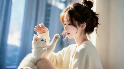 少女和猫咪