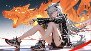 酷飒狼耳少女与火焰战狼