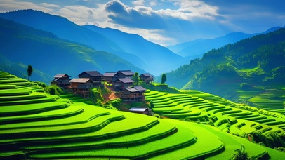 绿色护眼乡村田园美景