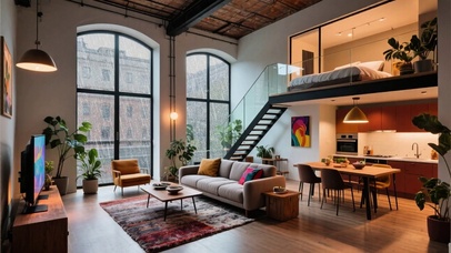 【雨景】舒适的顶楼大开间