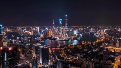 4K 高清 上海陆家嘴的夜景