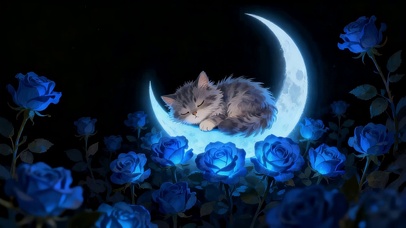 月牙上猫咪