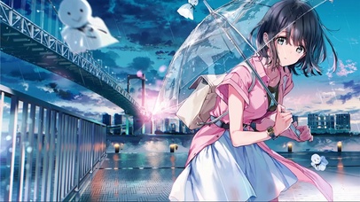 雨天撑伞的少女