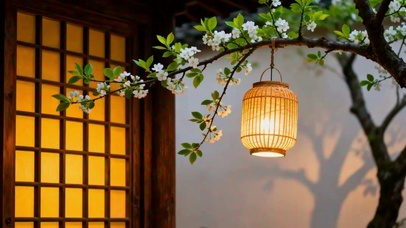 庭院花树灯笼