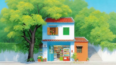 唯美的大树下商店