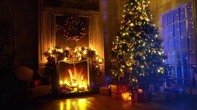 舒适的房间圣诞壁炉