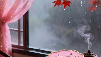 古风夜景秋季带鱼屏