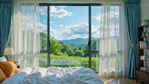 治愈卧室窗外自然风景