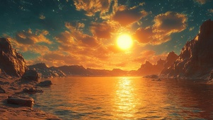 梦幻海岛落日美景