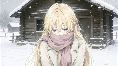 雪地金发少女