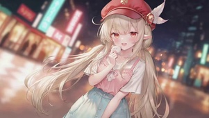 夜晚都市可爱精灵美少女