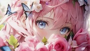 蝴蝶花动漫插画少女