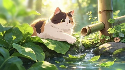 盛夏玩水的小猫