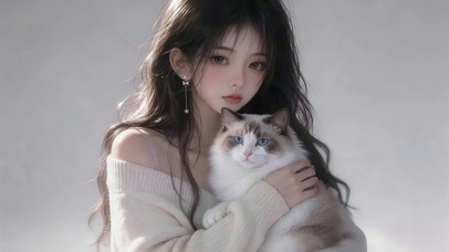 女孩和她的猫