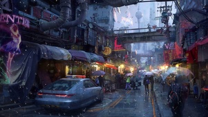 城市街道雨天
