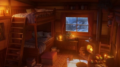 冬季温暖壁炉木屋