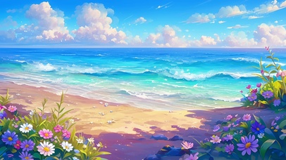 治愈清新海边小花丛