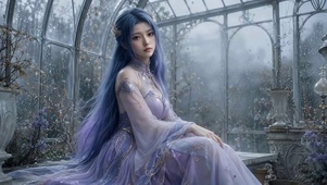 蓝紫长发古风唯美少女