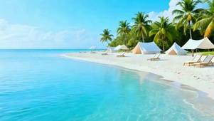 唯美大海沙滩4K