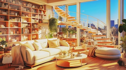 阳光明媚的午后客厅