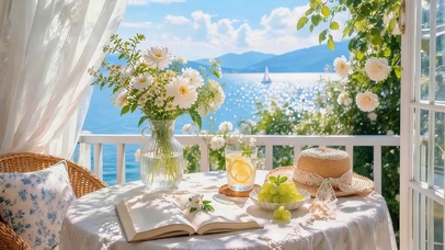海边的房间鲜花