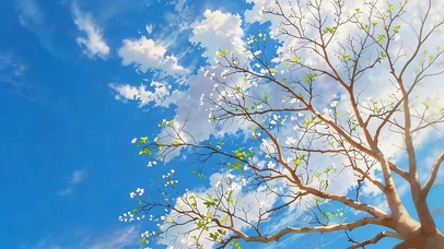 蓝天白云鲜花
