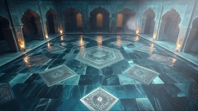 静谧月光宏伟宫殿大厅