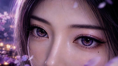 紫眸花影凝望