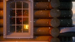 冬日雪天温暖木屋