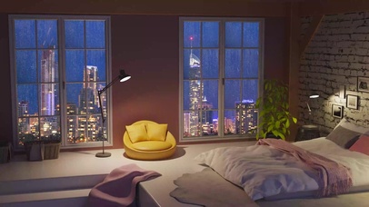 4K舒适的公寓雨声入眠