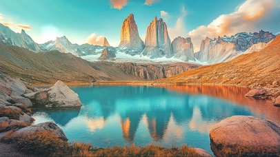 纯净高山湖泊倒影