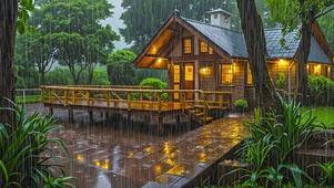 【雨景】林中木屋