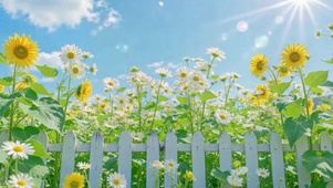 夏日晴空治愈雏菊花田