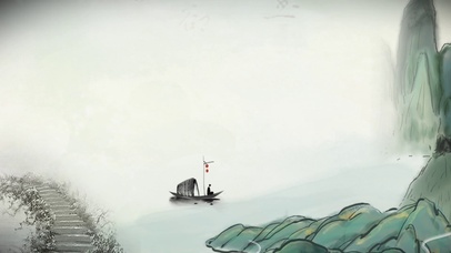 古风风水墨山水画诗词飞鸟