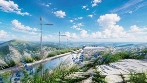 晴空远山观景台治愈风景