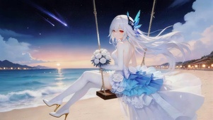 海边长裙女孩