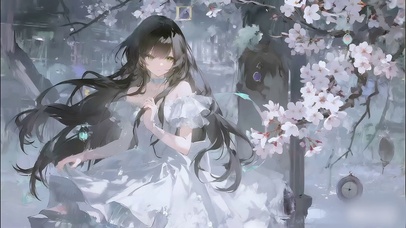 唯美雪纺裙樱花少女