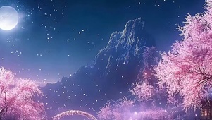 星空夜景树木河流带鱼屏