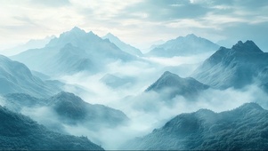 清新云雾群峰