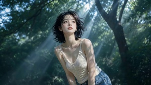 树荫下可爱女孩