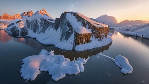 湖中雪景