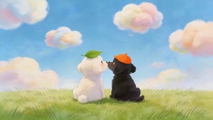 草地上可爱狗狗