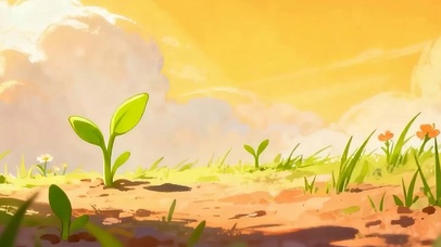 夕阳花草树木带鱼屏