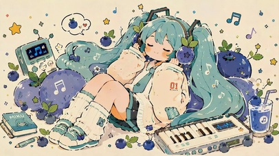 蓝莓初音惬意听歌日常