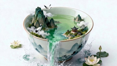 护眼古风山水瀑布