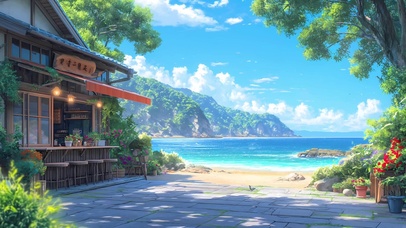 日系海边便利店