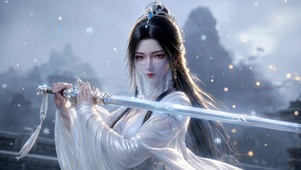 雪中古风持剑清冷美人